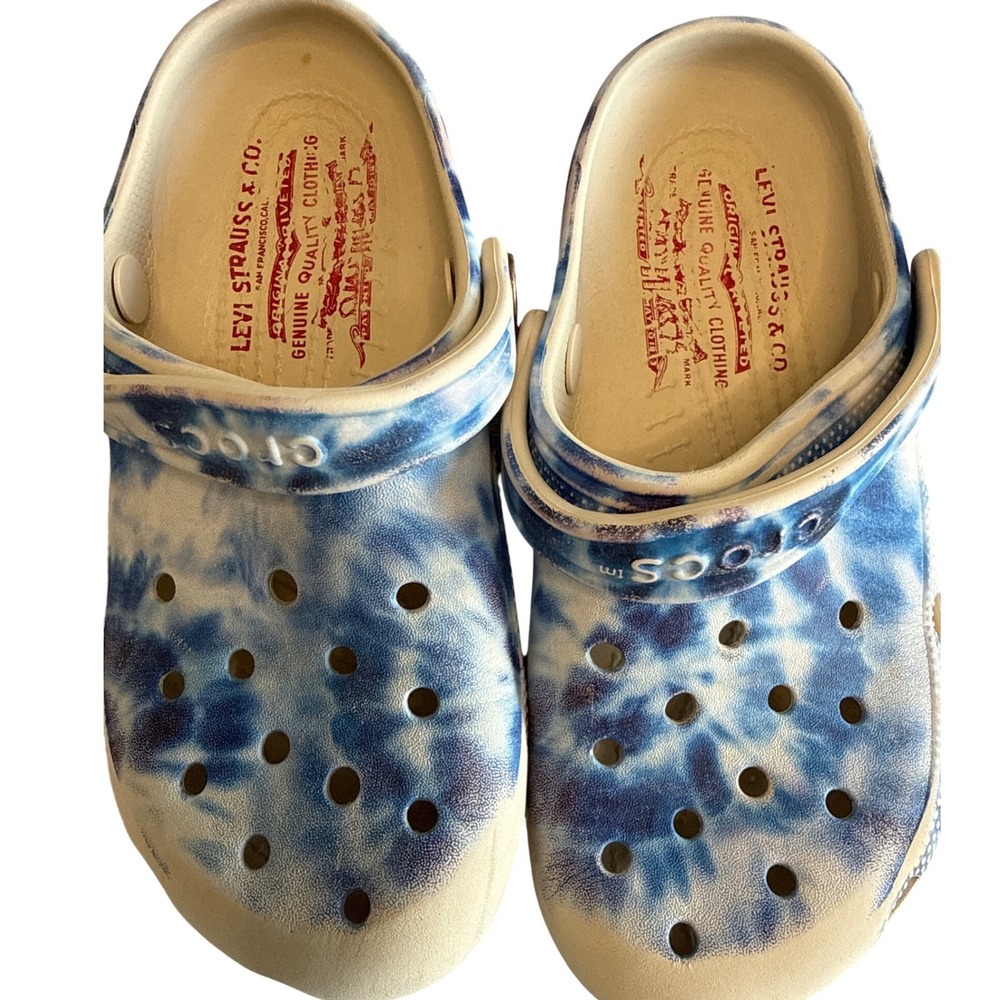 Crocs x Levi's Tie Dye Clogs Women's 7 Men's 5 Red Sole Limited Collab Y2K Vibe